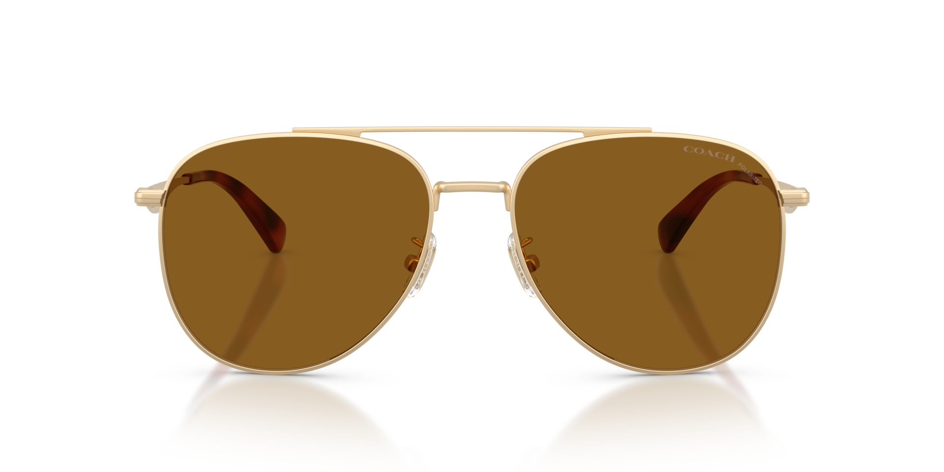 COACH Man Sunglasses CDP40 - Frame color: Satin Light Gold, Lens color: Brown Solid Polarized