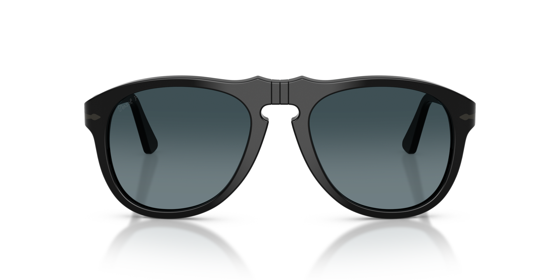 PERSOL Unisex Sunglasses PO0649NE - Total Black Arrow - Frame color: Black, Lens color: Blue Gradient Polarized