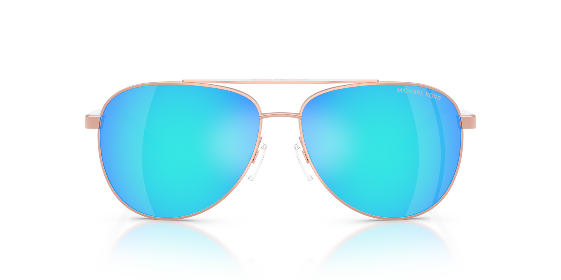 MICHAEL KORS Woman Sunglasses Hvar - Frame color: Rose Gold/White, Lens color: Blue Mirror