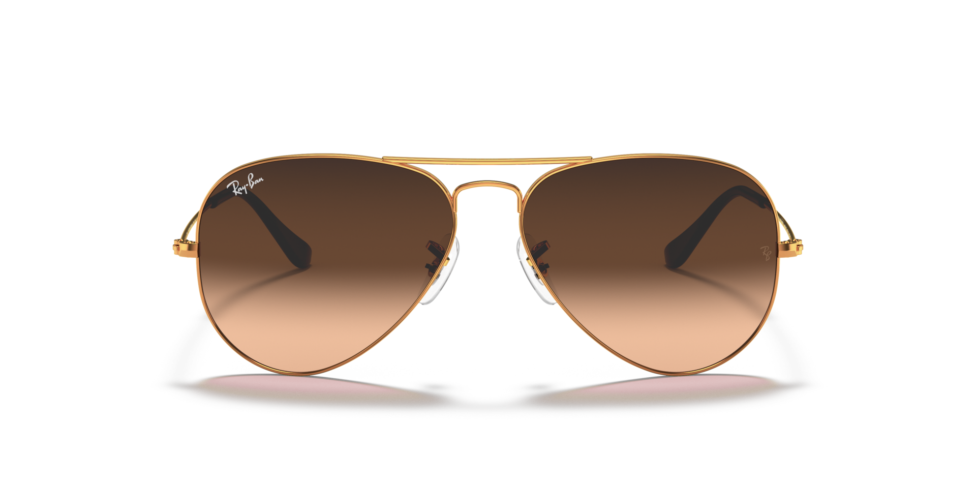 RAY-BAN Unisex Sunglasses Aviator Gradient  -  Frame color: Light Brown, Lens color: Solid Color