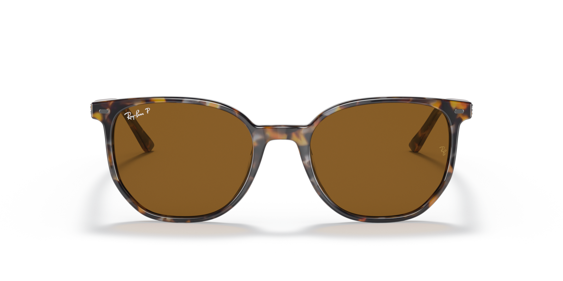 RAY-BAN Unisex Sunglasses Elliot - Frame color: Havana Brown Grey, Lens color: Brown Polarized