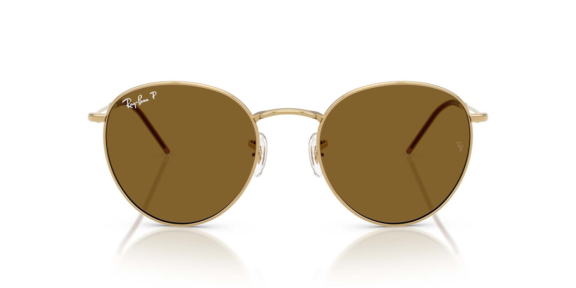RAY-BAN Unisex Sunglasses Round Reverse  -  Frame color: Arista Gold, Lens color: Polarized Brown