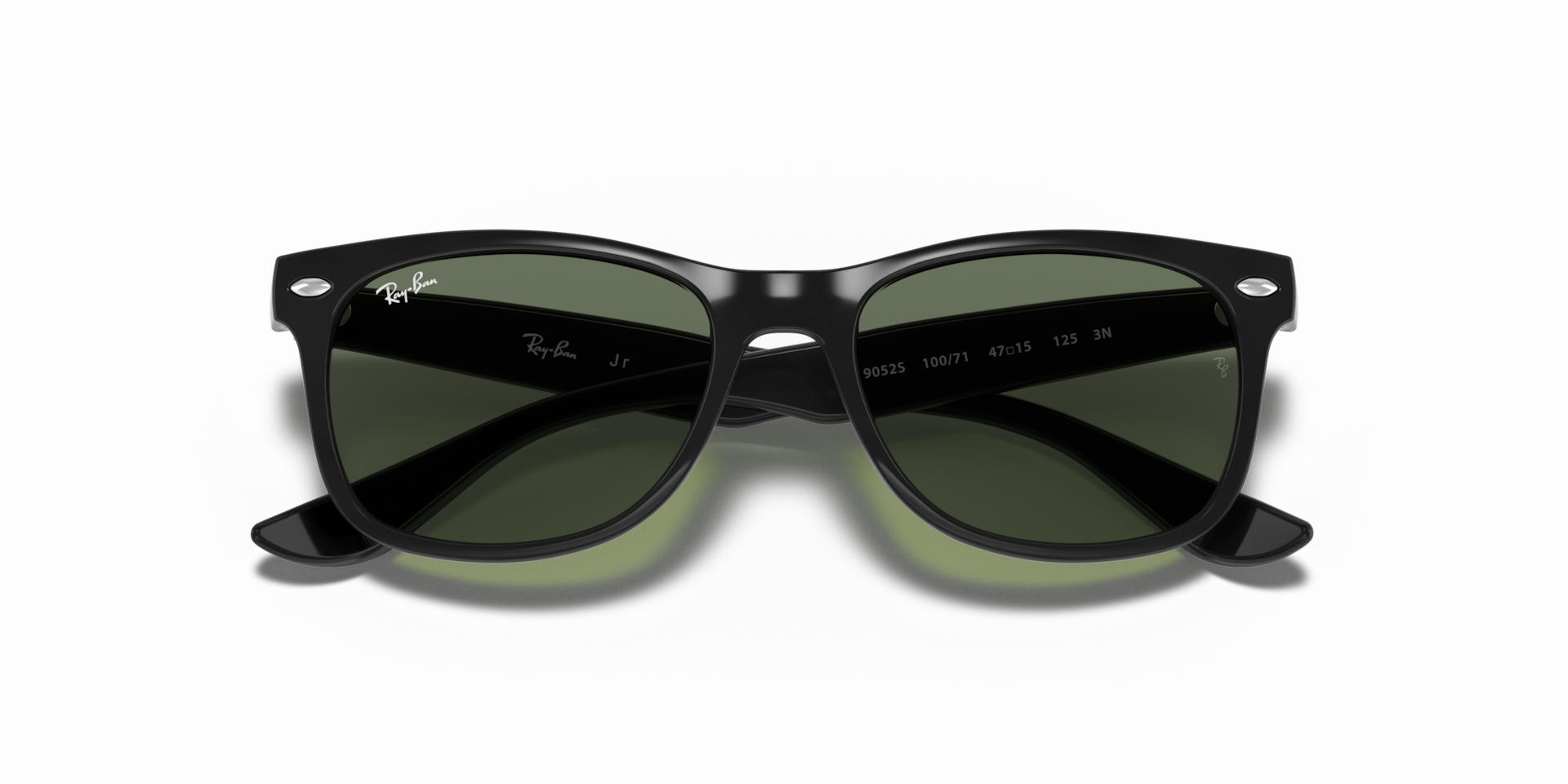 RAY-BAN Unisex Sunglasses New Wayfarer Kids - Frame color: Black, Lens color: Dark Green