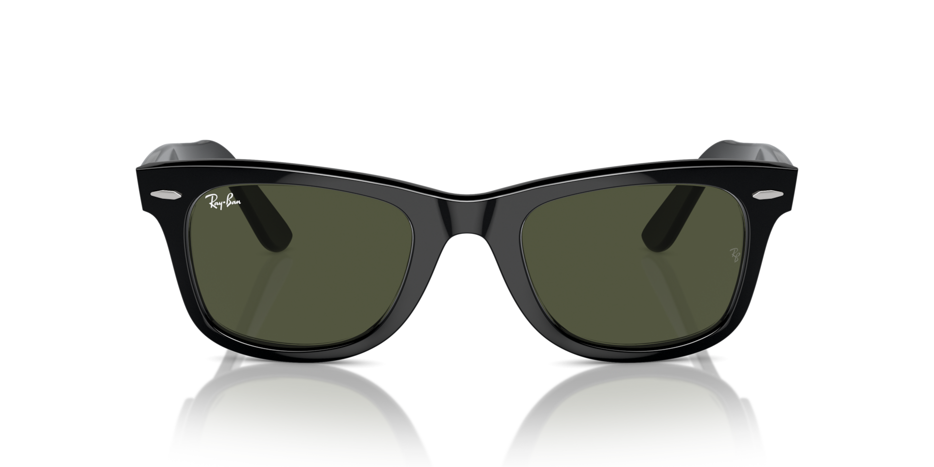 RAY-BAN Unisex Sunglasses Original Wayfarer Classic - Frame color: Black, Lens color: G-15 Green