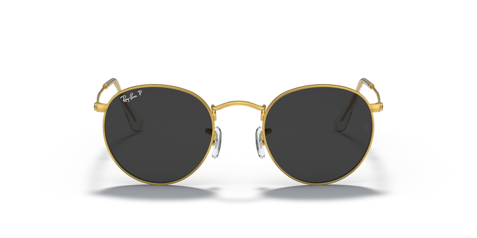 RAY-BAN Man Sunglasses Round Metal  -  Frame color: Gold, Lens color: Black Polarised
