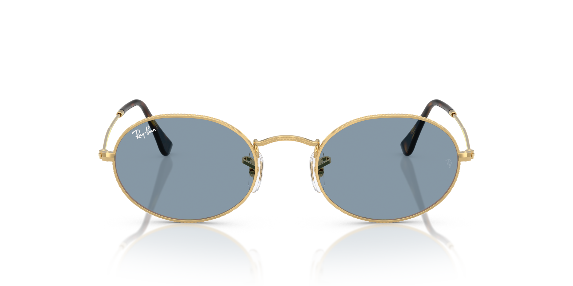 RAY-BAN Unisex Sunglasses Oval Metal Summer Capsule - Frame color: Arista Gold, Lens color: Blue