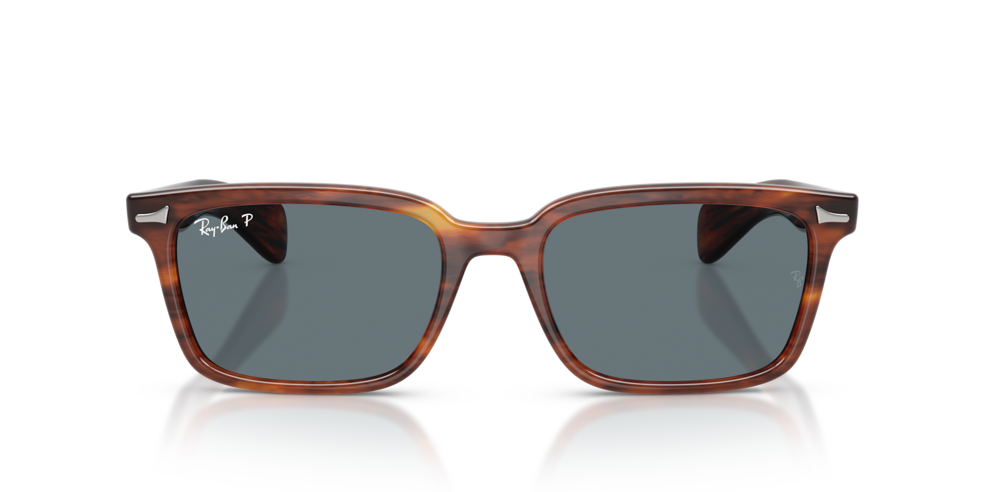 RAY-BAN Unisex Sunglasses Brunel  -  Frame color: Striped Havana, Lens color: Dark Blue