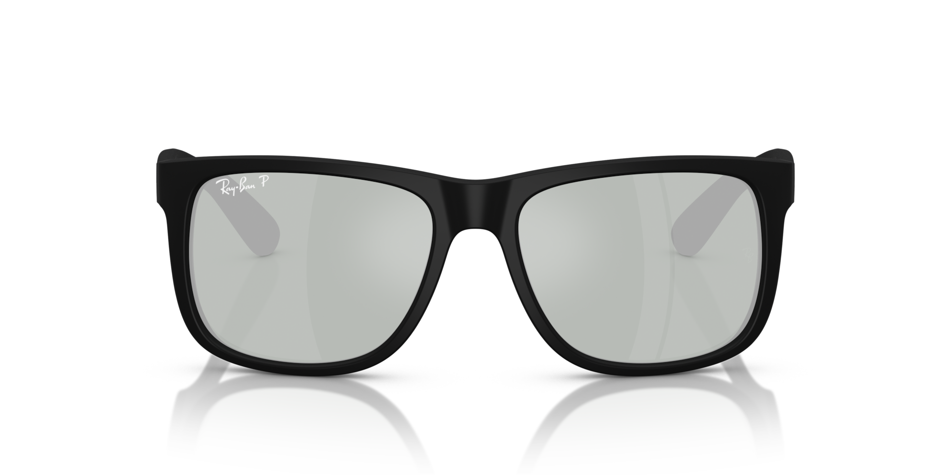 RAY-BAN Man Sunglasses Justin Classic  -  Frame color: Rubber Black, Lens color: Green Mirror Silver Polarised