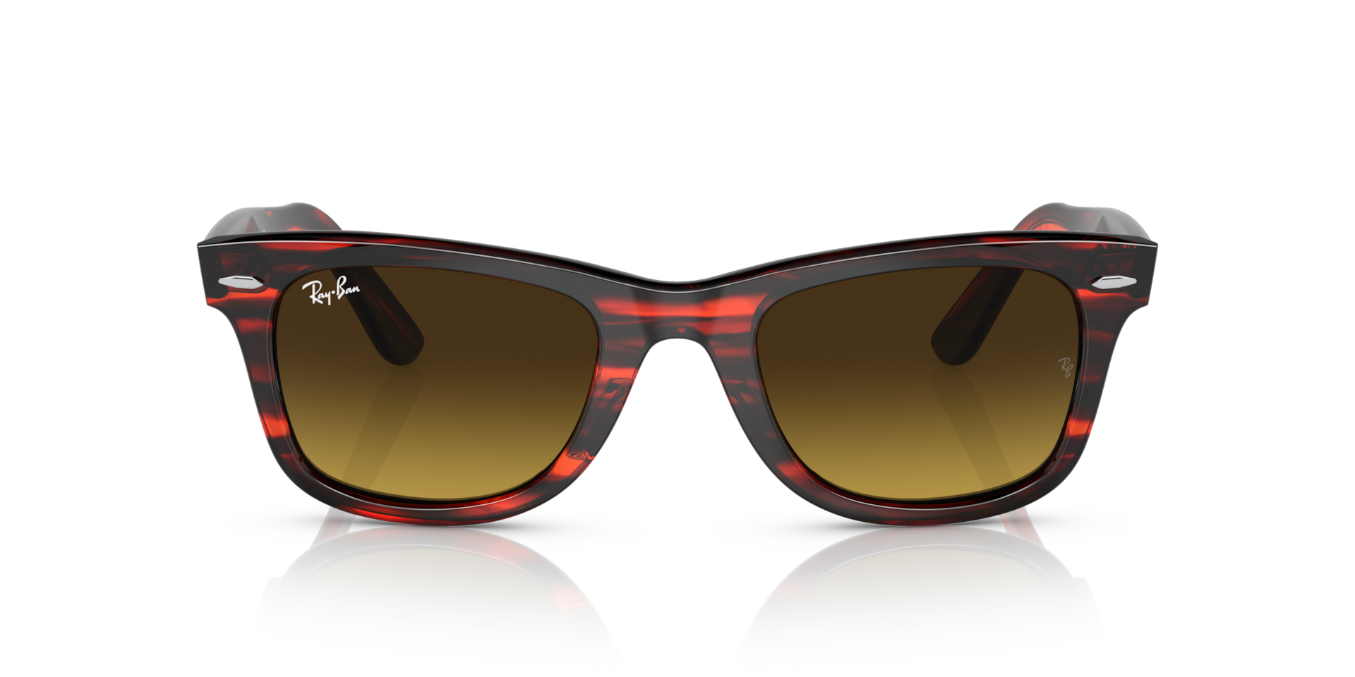 RAY-BAN Unisex Sunglasses Original Wayfarer Bio-Based  -  Frame color: Striped Red, Lens color: Brown Gradient