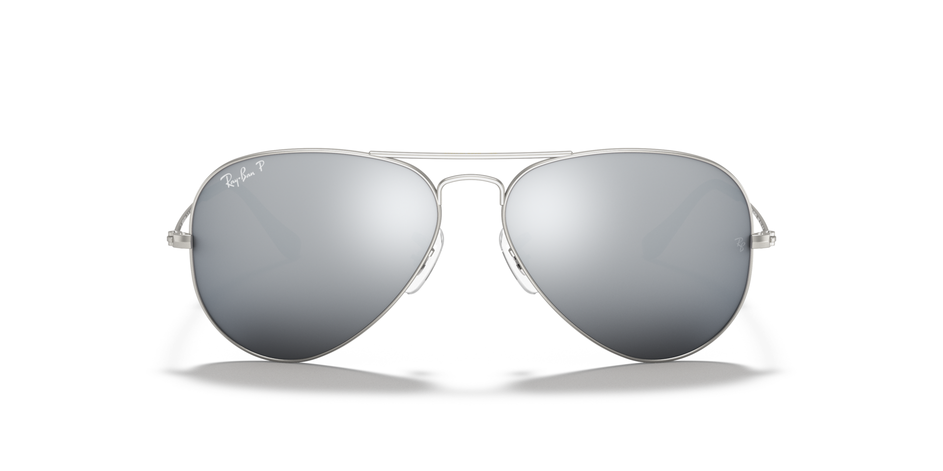 RAY-BAN Unisex Sunglasses Aviator Mirror  -  Frame color: Silver, Lens color: Dark Grey Mirror Polarized