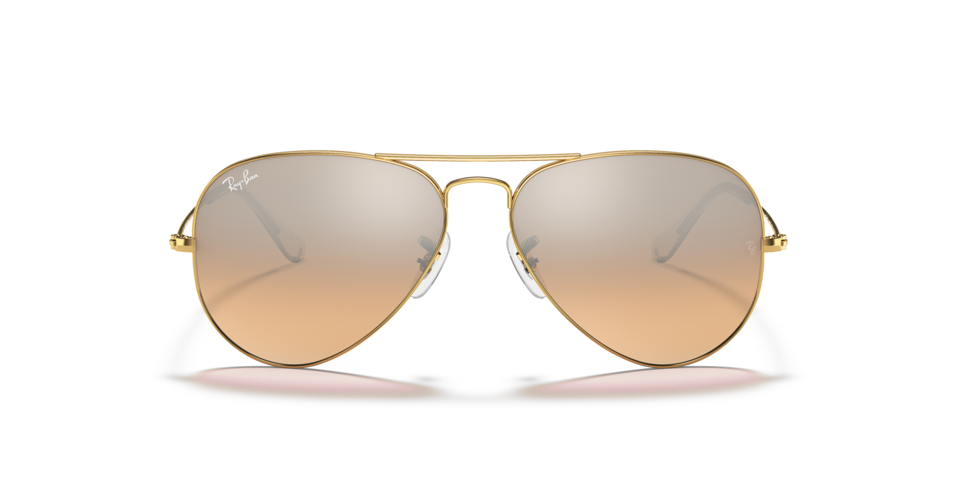 RAY-BAN Unisex Sunglasses Aviator Gradient - Frame color: Arista Gold, Lens color: Pink Mirror Gradient Grey
