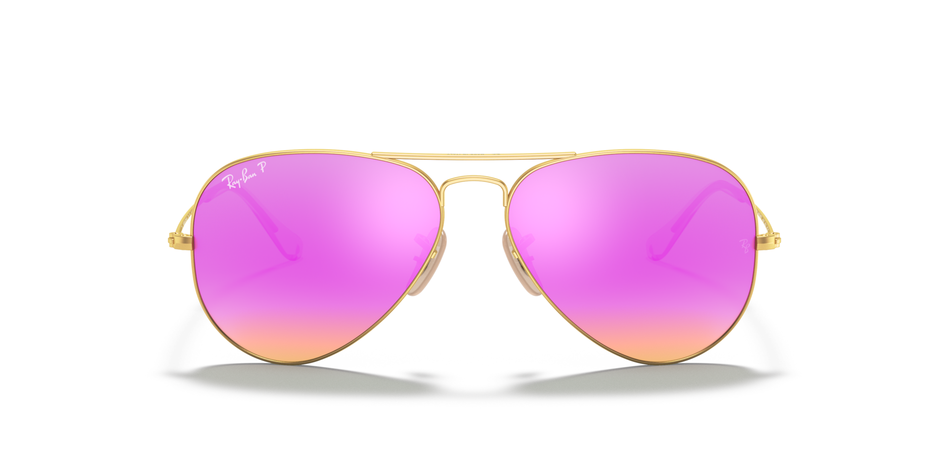 RAY-BAN Unisex Sunglasses Aviator Flash Lenses  -  Frame color: Gold, Lens color: Brown Mirror Fucsia