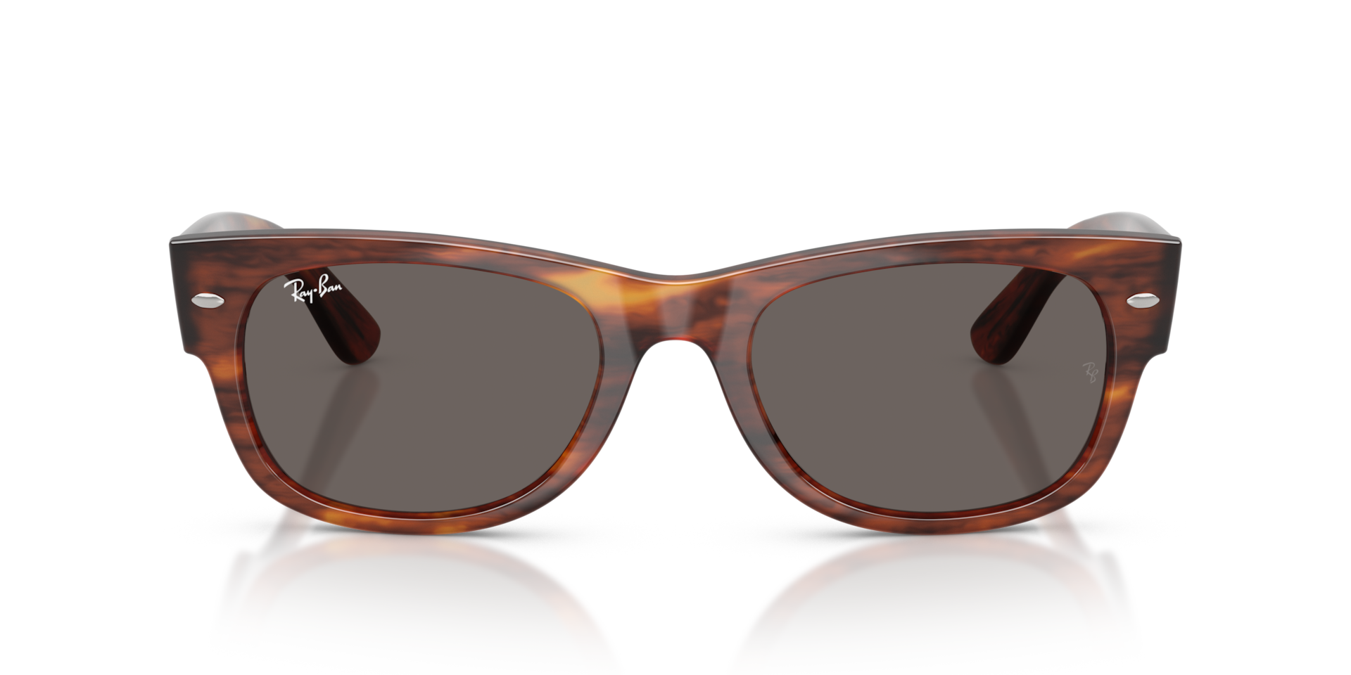 RAY-BAN Unisex Sunglasses Mega Wayfarer II  -  Frame color: Striped Havana, Lens color: Dark Grey