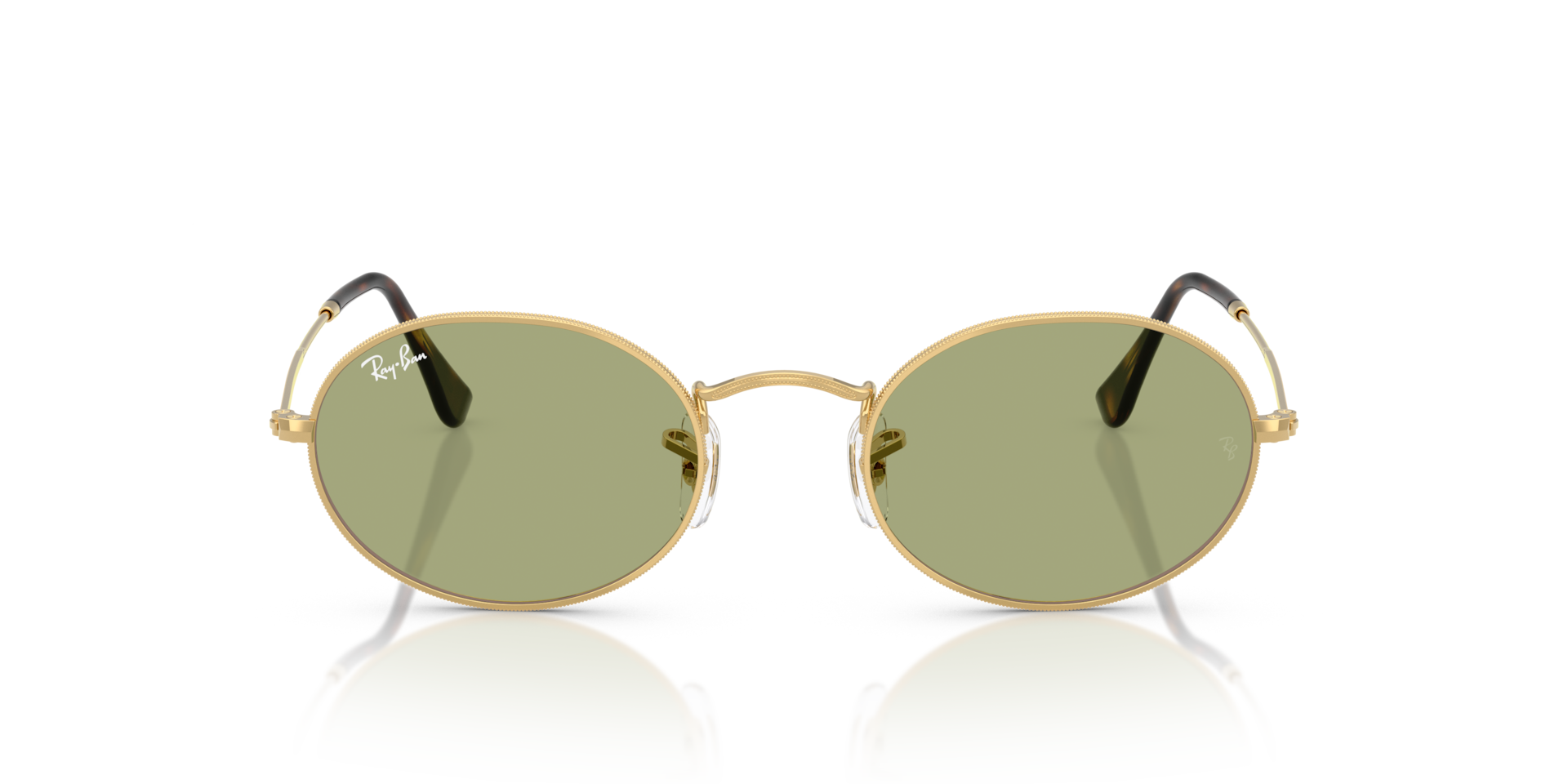 RAY-BAN Unisex Sunglasses Oval Metal Summer Capsule - Frame color: Arista Gold, Lens color: Bottle Green