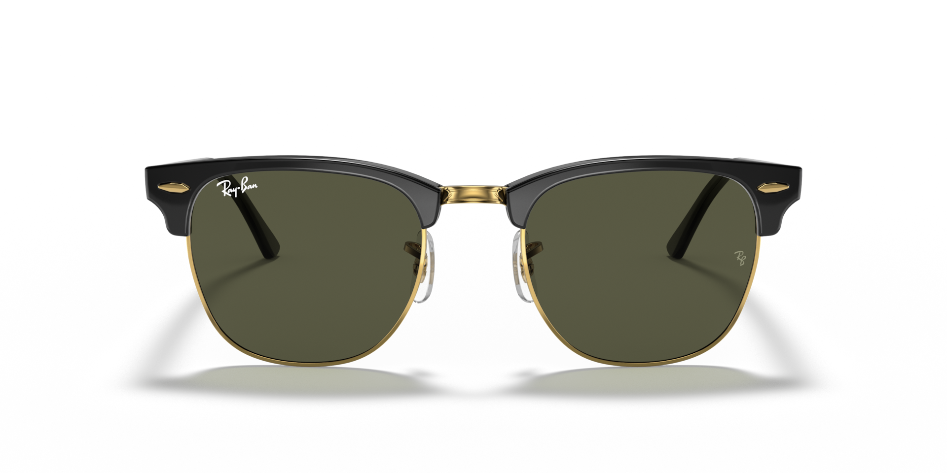 RAY-BAN Unisex Sunglasses Clubmaster Classic  -  Frame color: Black On Gold, Lens color: G-15 Green