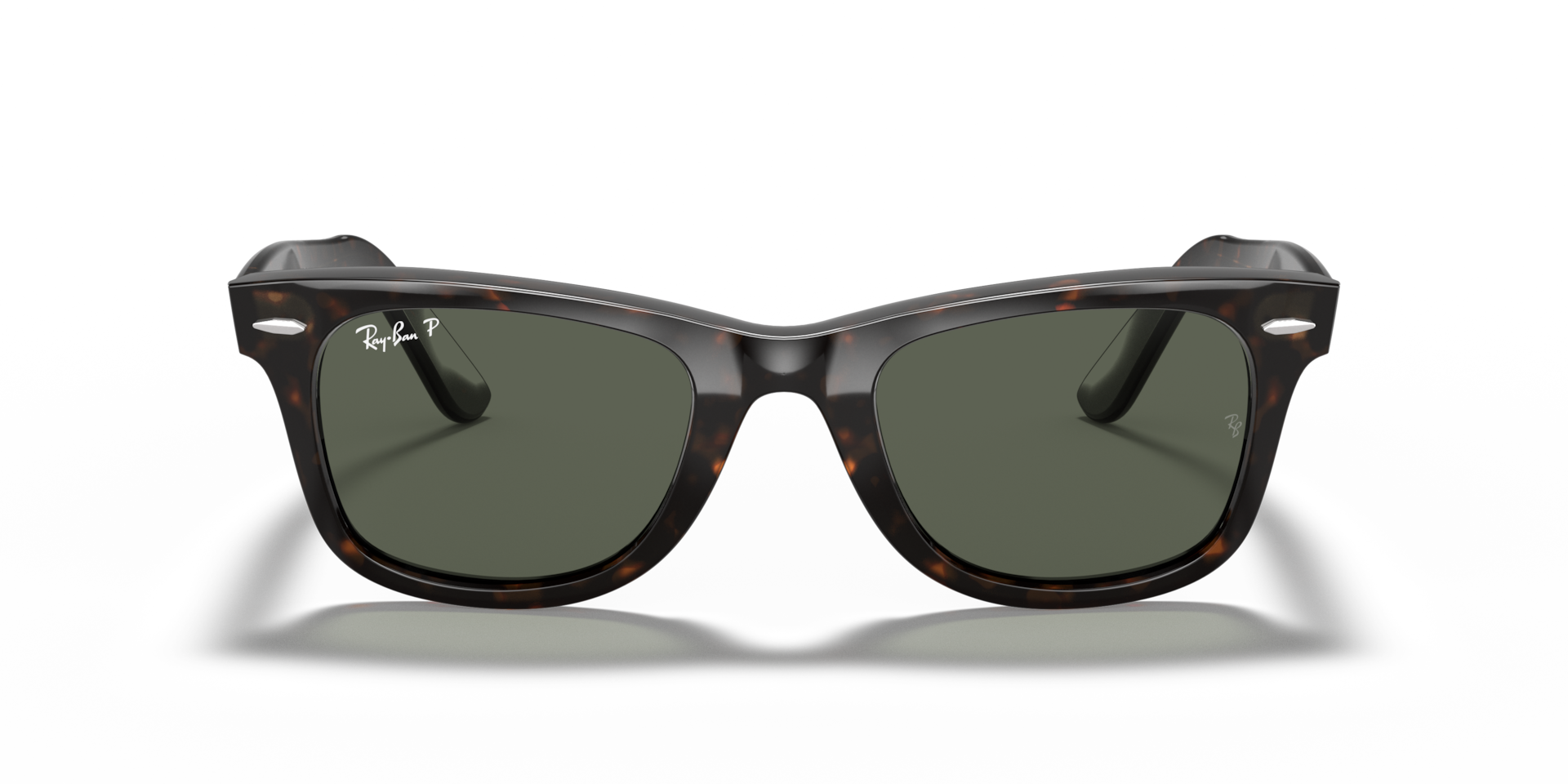 RAY-BAN Unisex Sunglasses Original Wayfarer Classic - Frame color: Tortoise, Lens color: Green Polarized