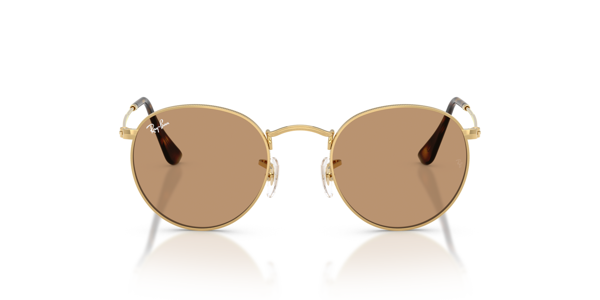 Ray-Ban Round Metal Sunglasses Arista Frame Brown Lenses 50-21