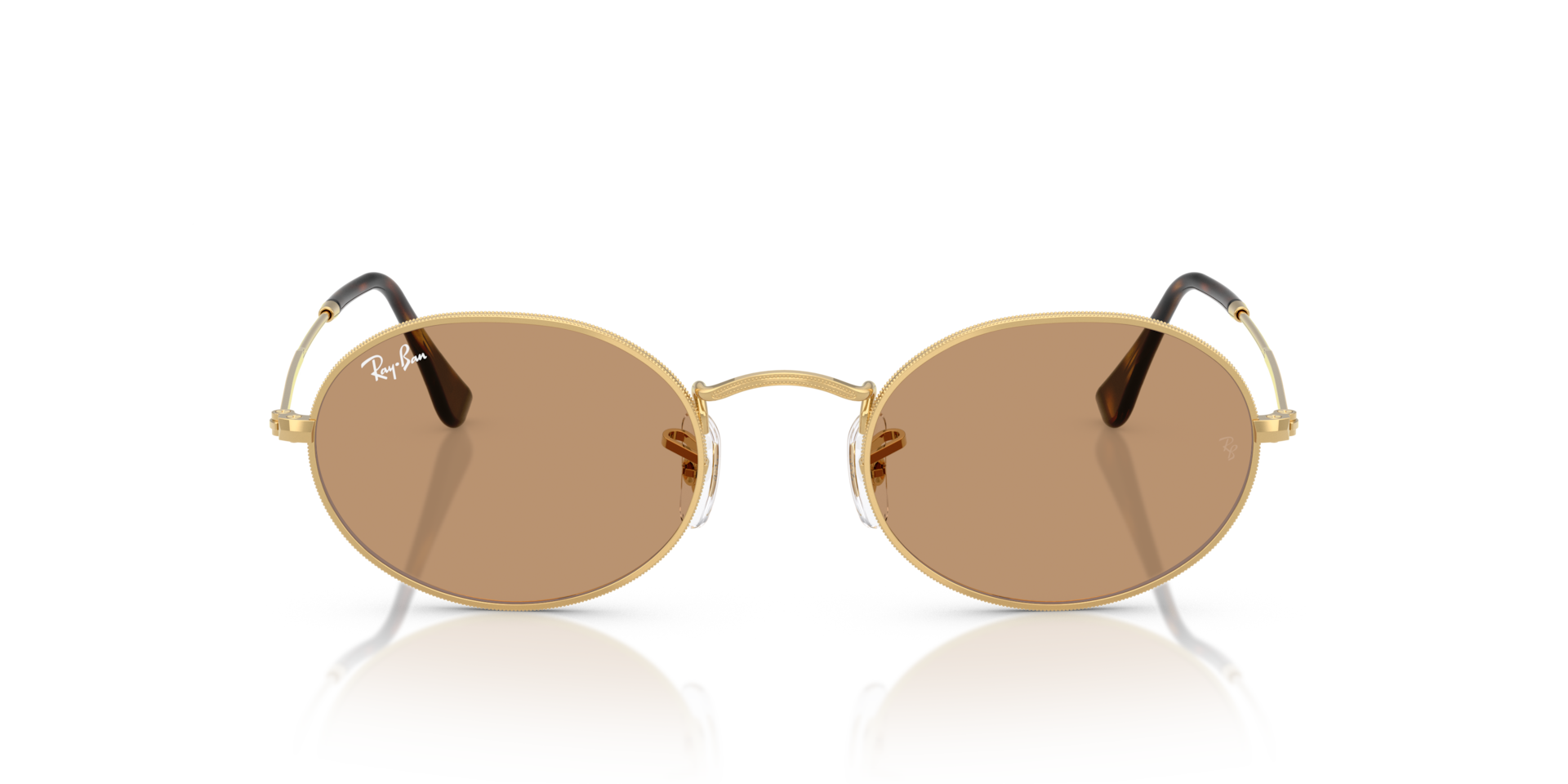 RAY-BAN Unisex Sunglasses Oval Metal Summer Capsule - Frame color: Arista Gold, Lens color: Brown