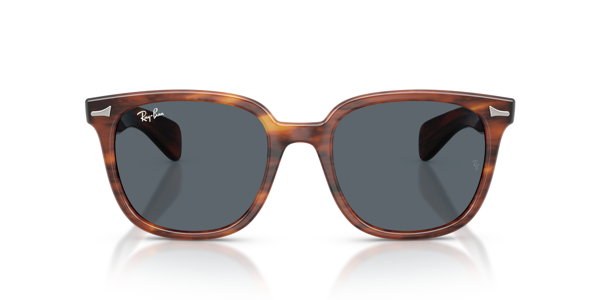 RAY-BAN Unisex Sunglasses Brunel II  -  Frame color: Striped Havana, Lens color: Blue
