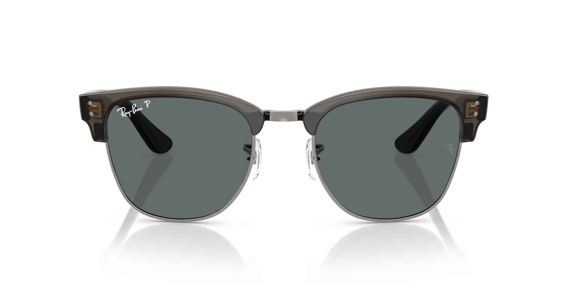 RAY-BAN Unisex Sunglasses Clubmaster Reverse - Frame color: Transparent Dark Grey On Gunmetal, Lens color: Polarized Dark Grey