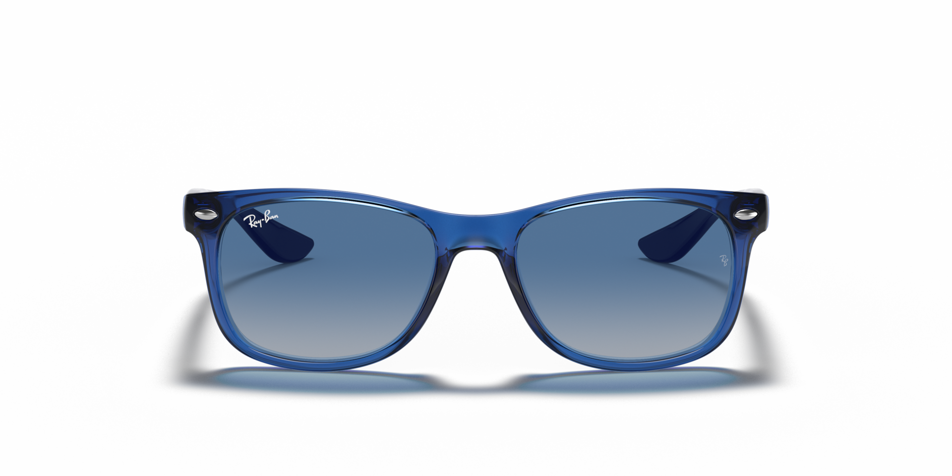 RAY-BAN Unisex Sunglasses RB9052S New Wayfarer Kids  -  Frame color: Transparent Blue, Lens color: Light Grey/Dark Grey
