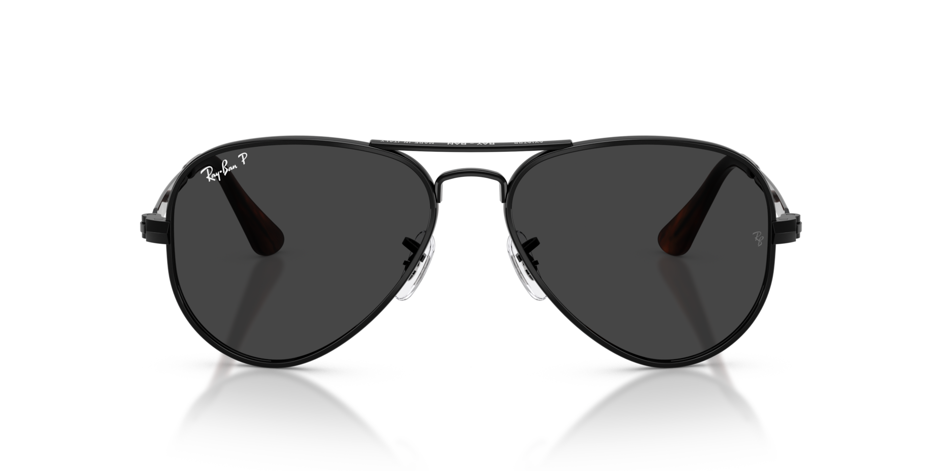RAY-BAN Unisex Sunglasses Aviator Max  -  Frame color: Black, Lens color: Black Polarised