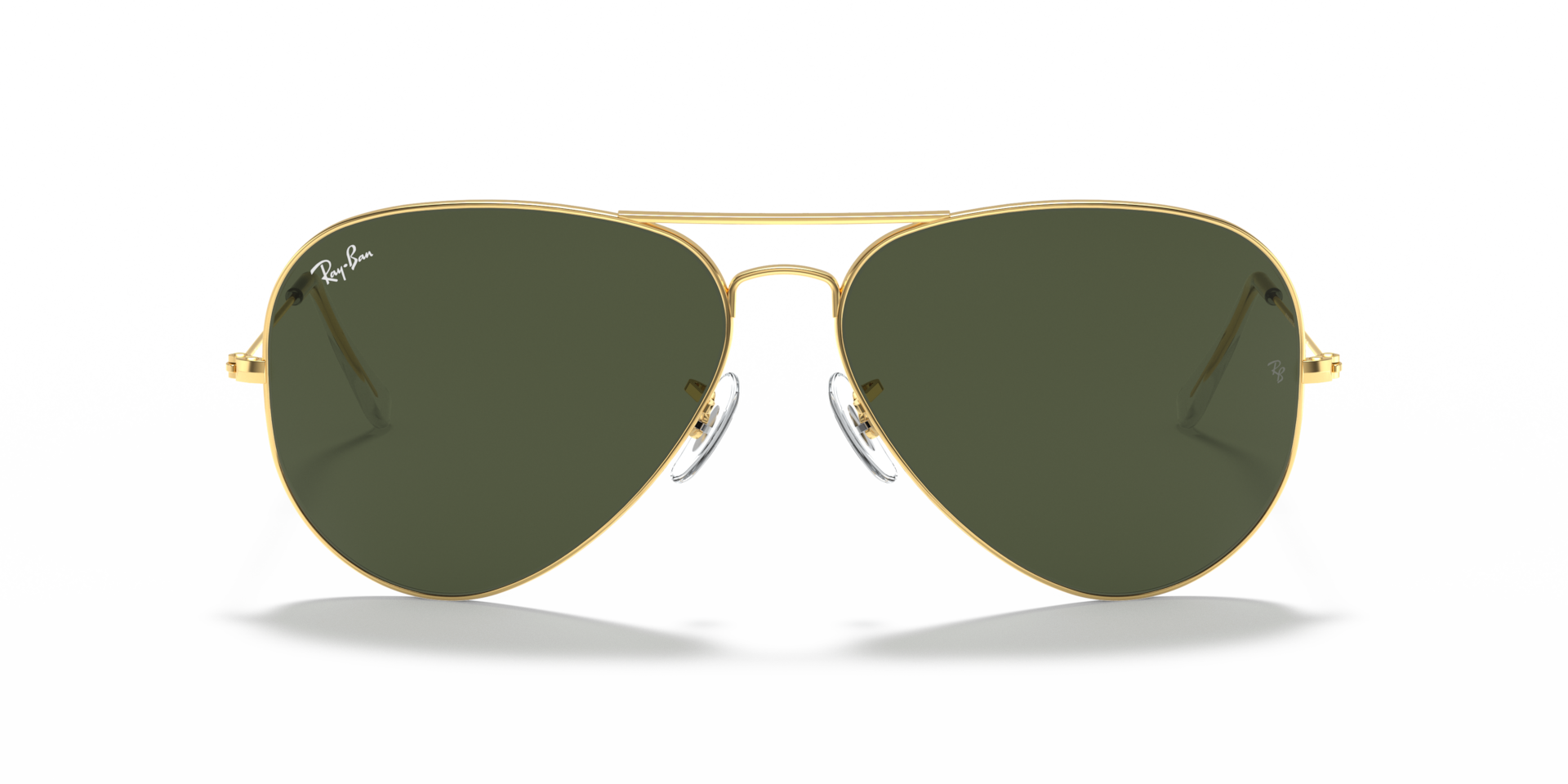 RAY-BAN Unisex Sunglasses Aviator Large Metal II  -  Frame color: Arista Gold, Lens color: G-15 Green