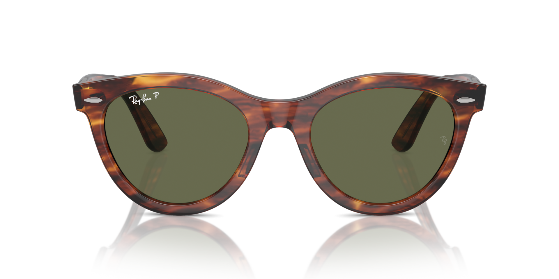 RAY-BAN Unisex Sunglasses Wayfarer Way - Frame color: Striped Havana, Lens color: Green Polarized