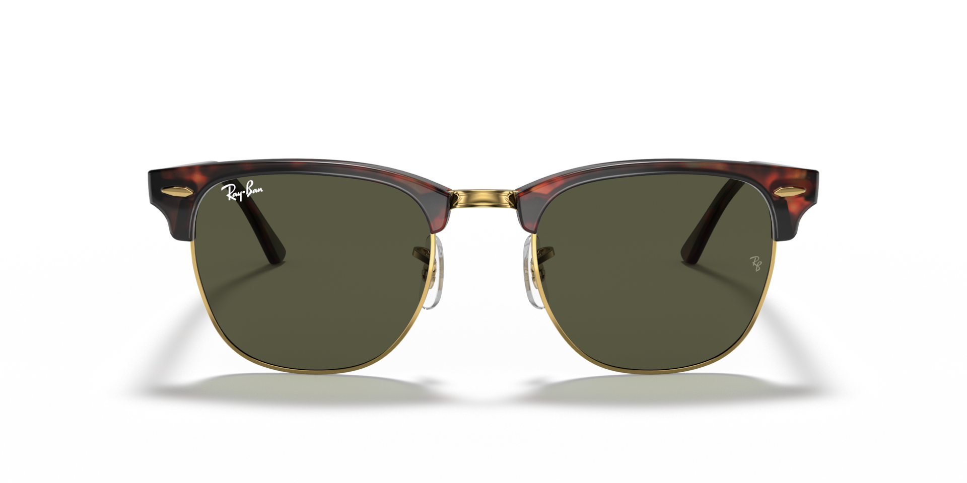 RAY-BAN Unisex Sunglasses Clubmaster Classic  -  Frame color: Tortoise On Gold, Lens color: G-15 Green