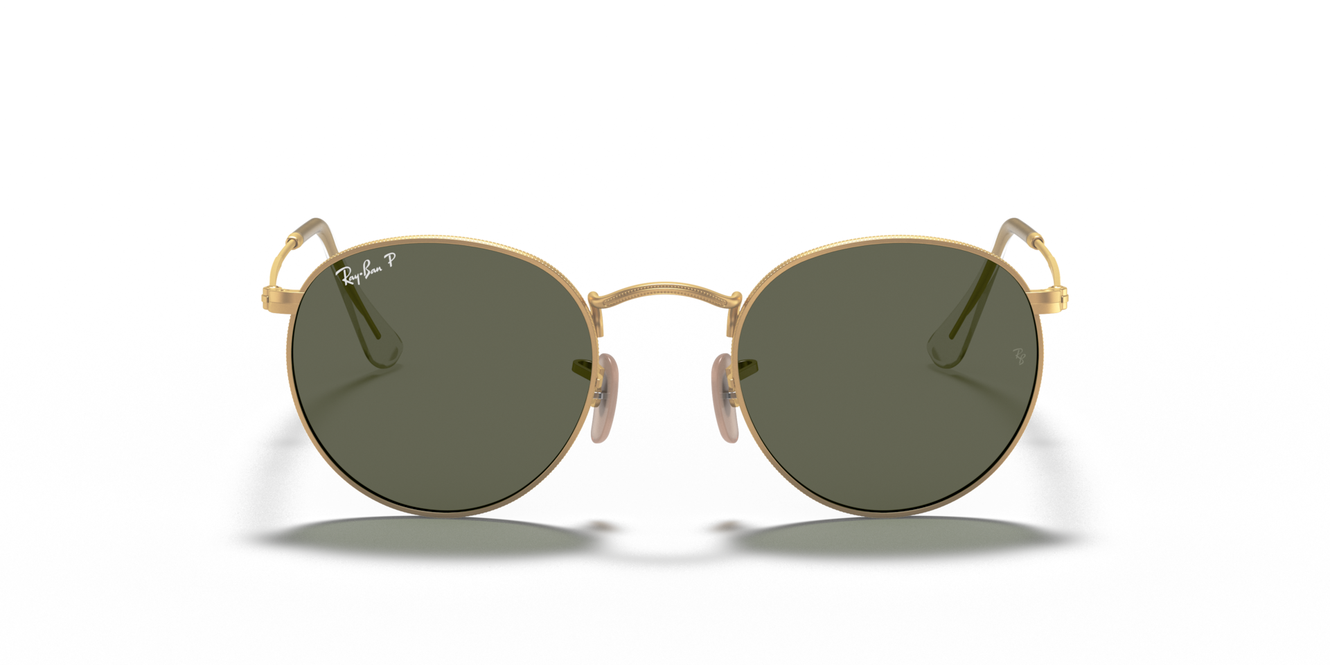 RAY-BAN Man Sunglasses Round Metal  -  Frame color: Gold, Lens color: G-15 Green Polarised