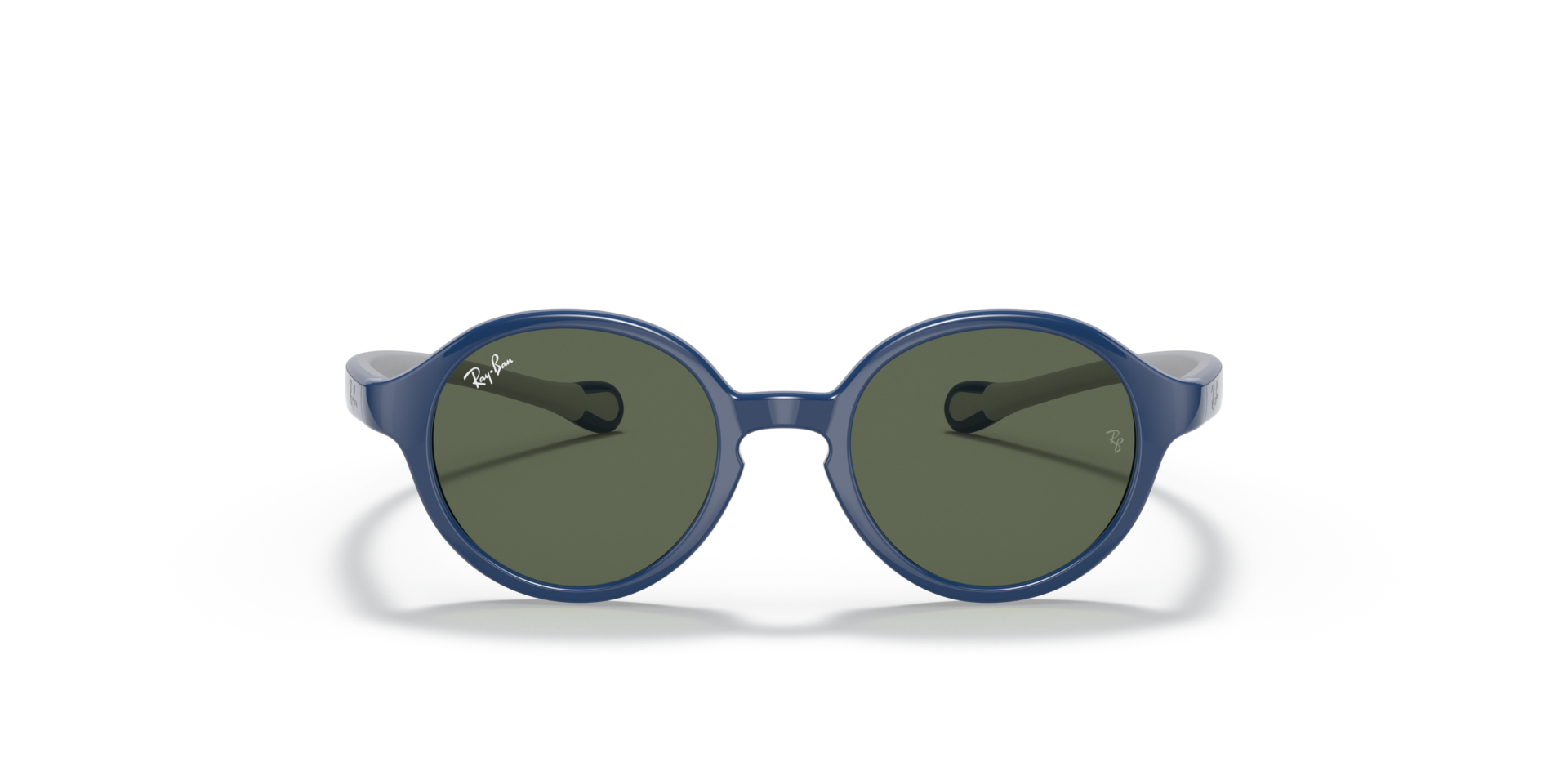 Ray-Ban Rb9075s Kids Sunglasses Blue On Rubber Grey Frame Green Lenses 37-16