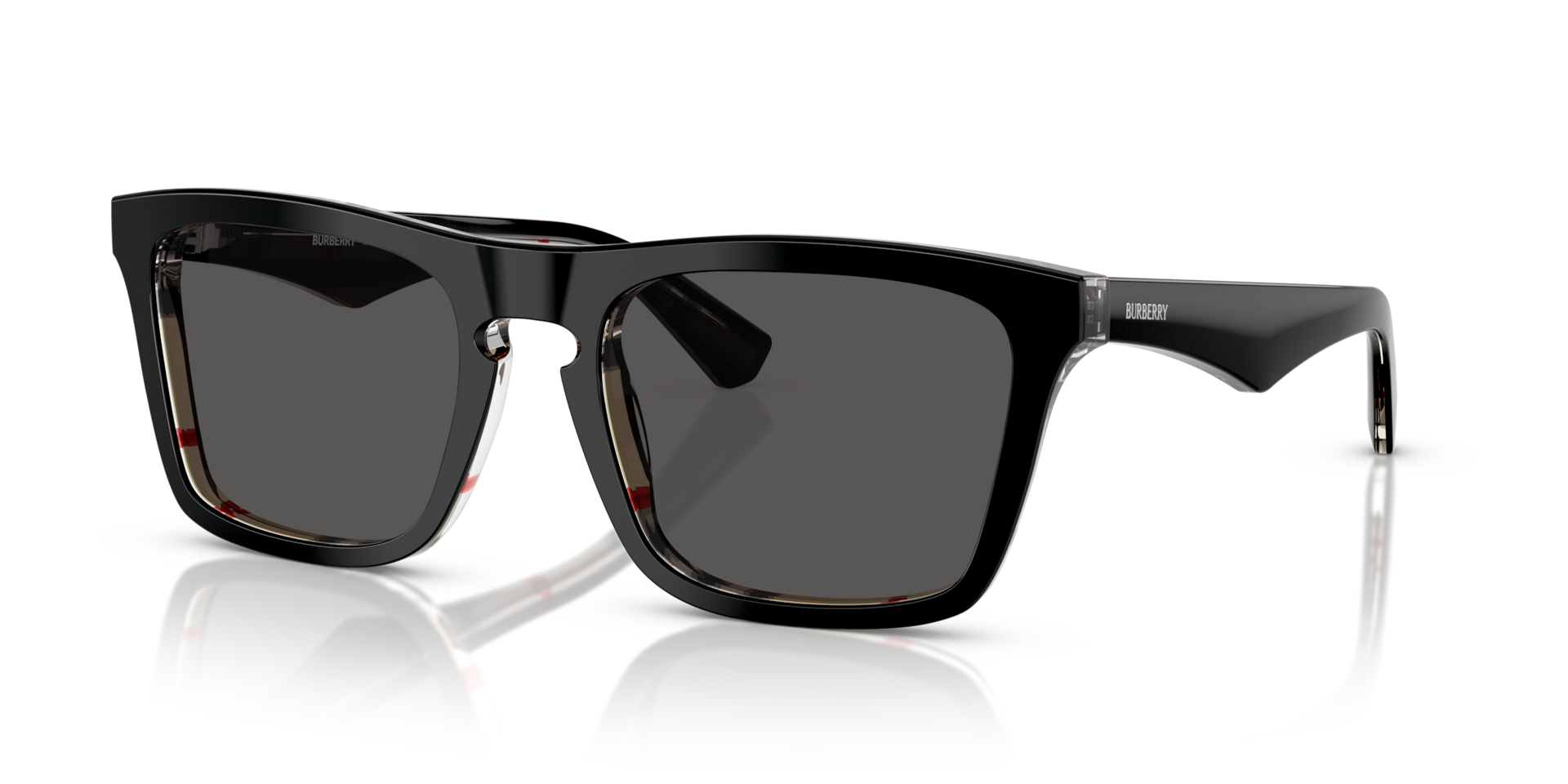 BURBERRY Man Sunglasses BE4434  -  Frame color: Top Black On Vintage Check, Lens color: Dark Grey