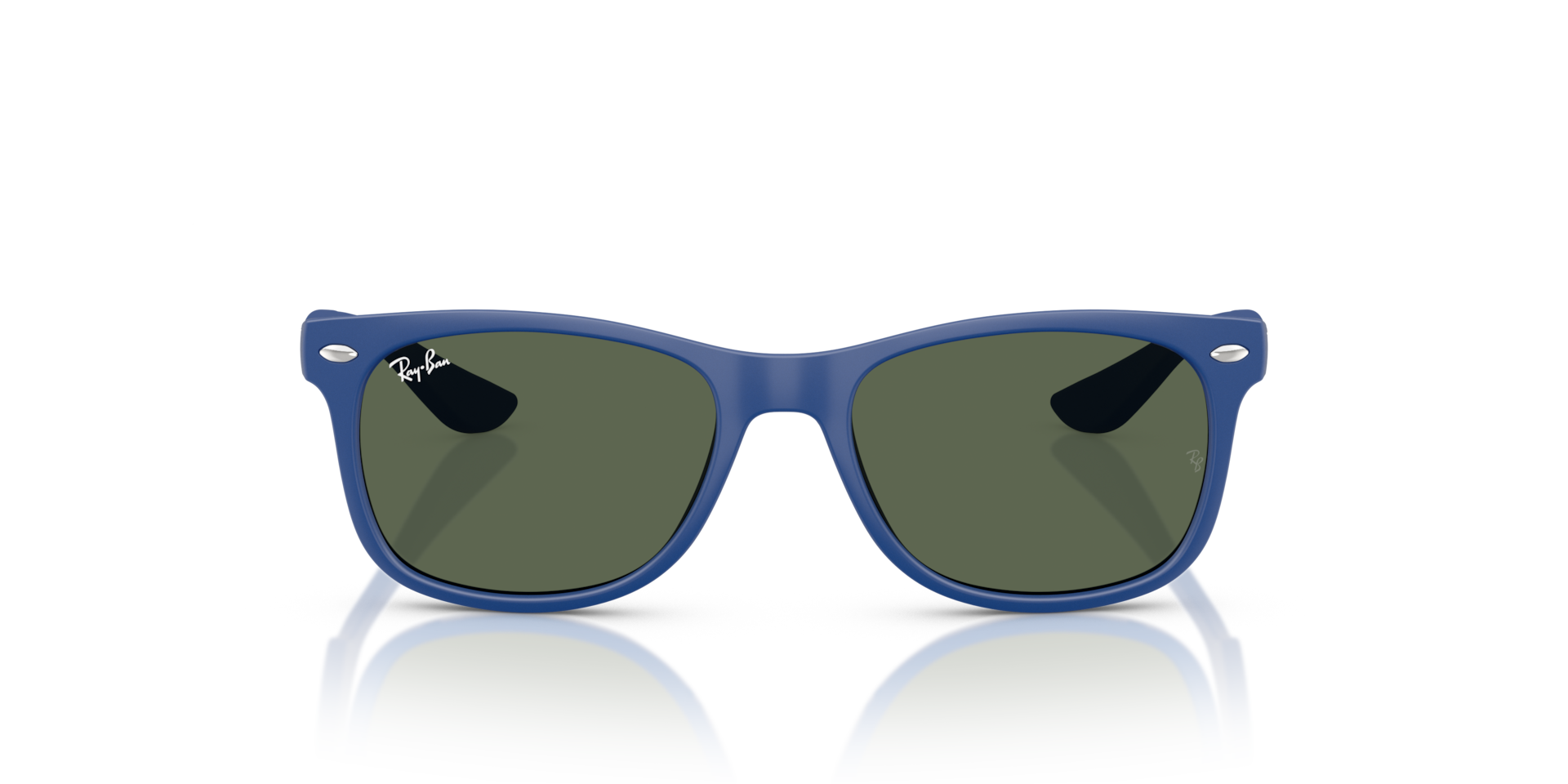 RAY-BAN Unisex Sunglasses New Wayfarer Kids - Frame color: Rubber Blue, Lens color: Dark Green