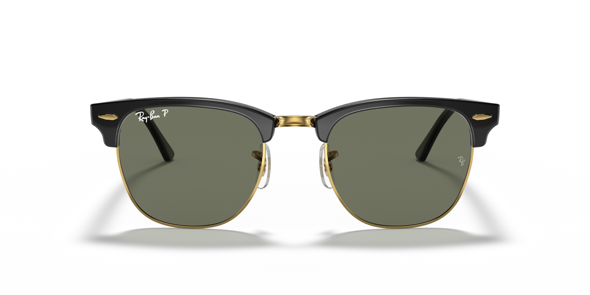 RAY-BAN Unisex Sunglasses Clubmaster Classic - Frame color: Black, Lens color: G-15 Green Polarised