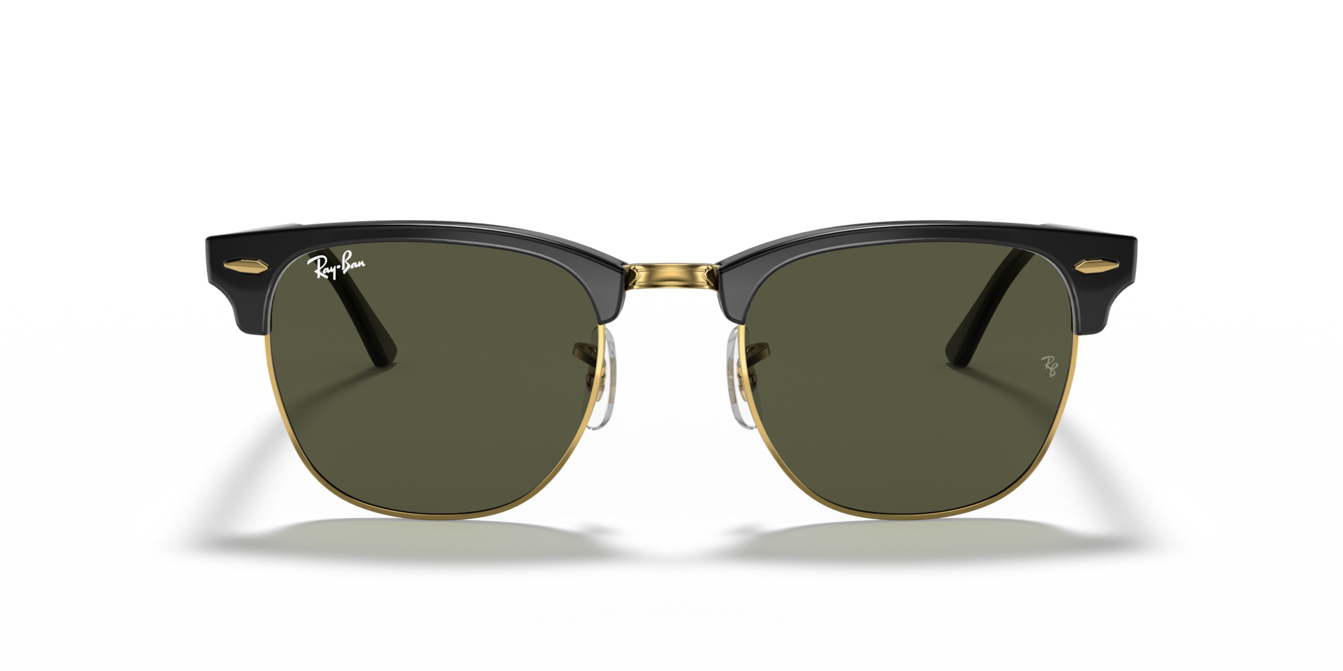 RAY-BAN Unisex Sunglasses Clubmaster Classic  -  Frame color: Black On Gold, Lens color: G-15 Green