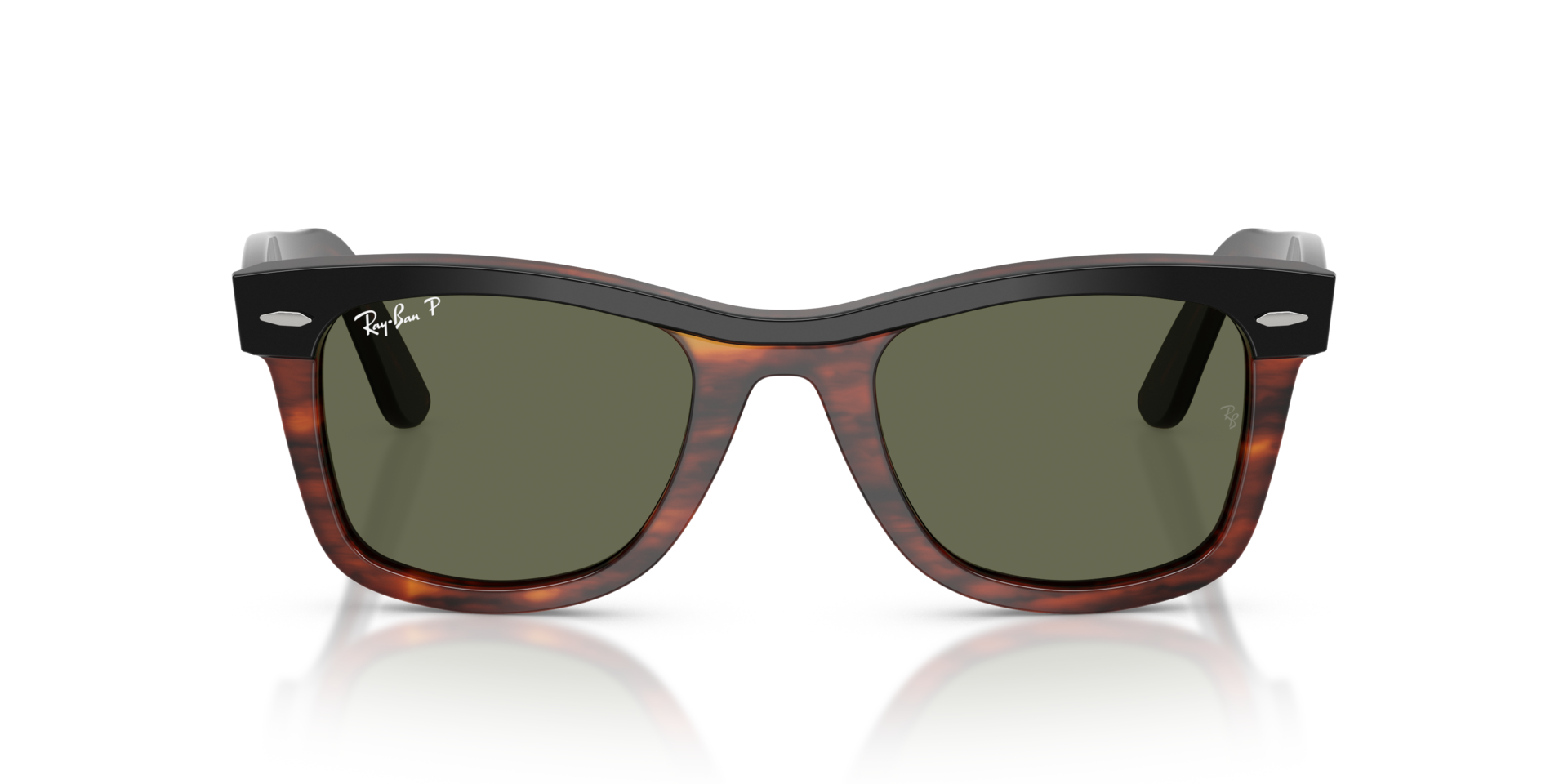RAY-BAN Unisex Sunglasses Wayfarer Street Neat  -  Frame color: Black On Havana, Lens color: Polarized Green