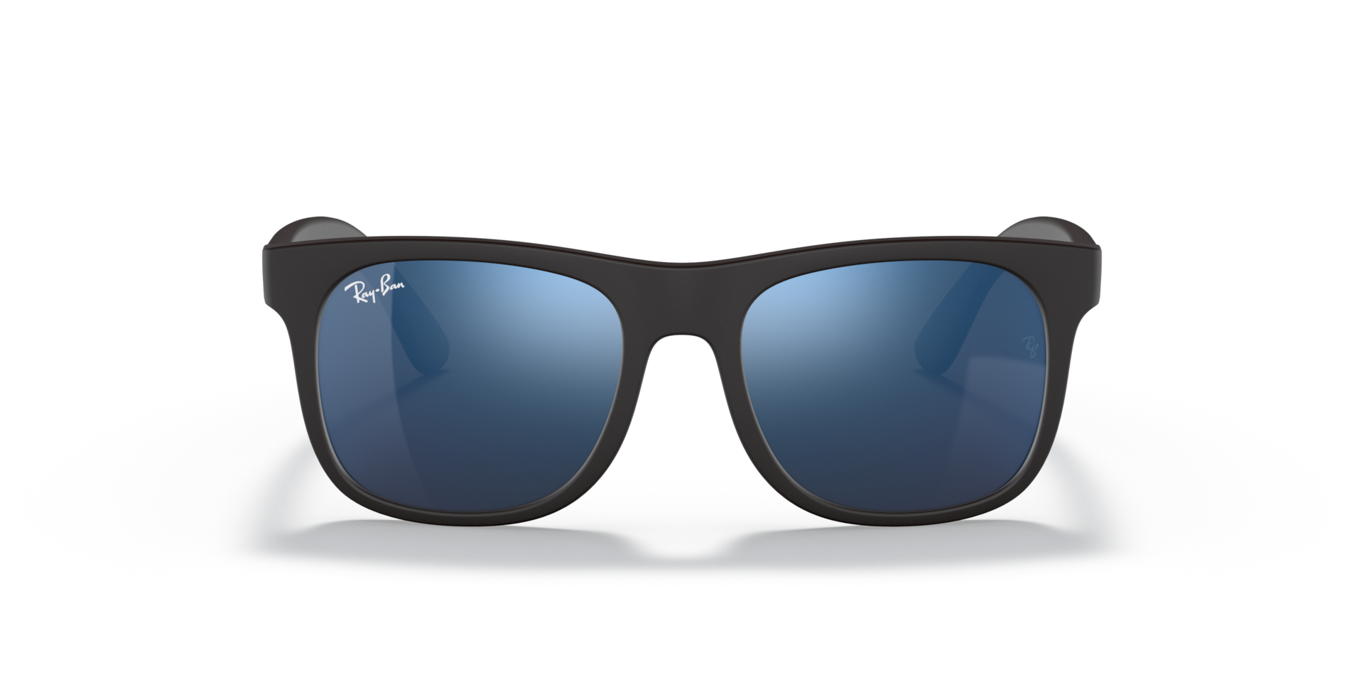 RAY-BAN Unisex Sunglasses Justin Kids  -  Frame color: Rubber Black, Lens color: Blue Mirror
