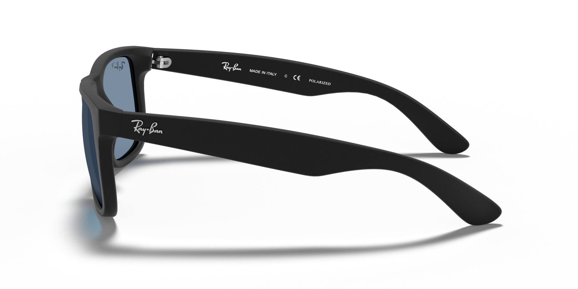 RAY-BAN Man Sunglasses Justin Classic  -  Frame color: Rubber Black, Lens color: Dark Blue Polarized
