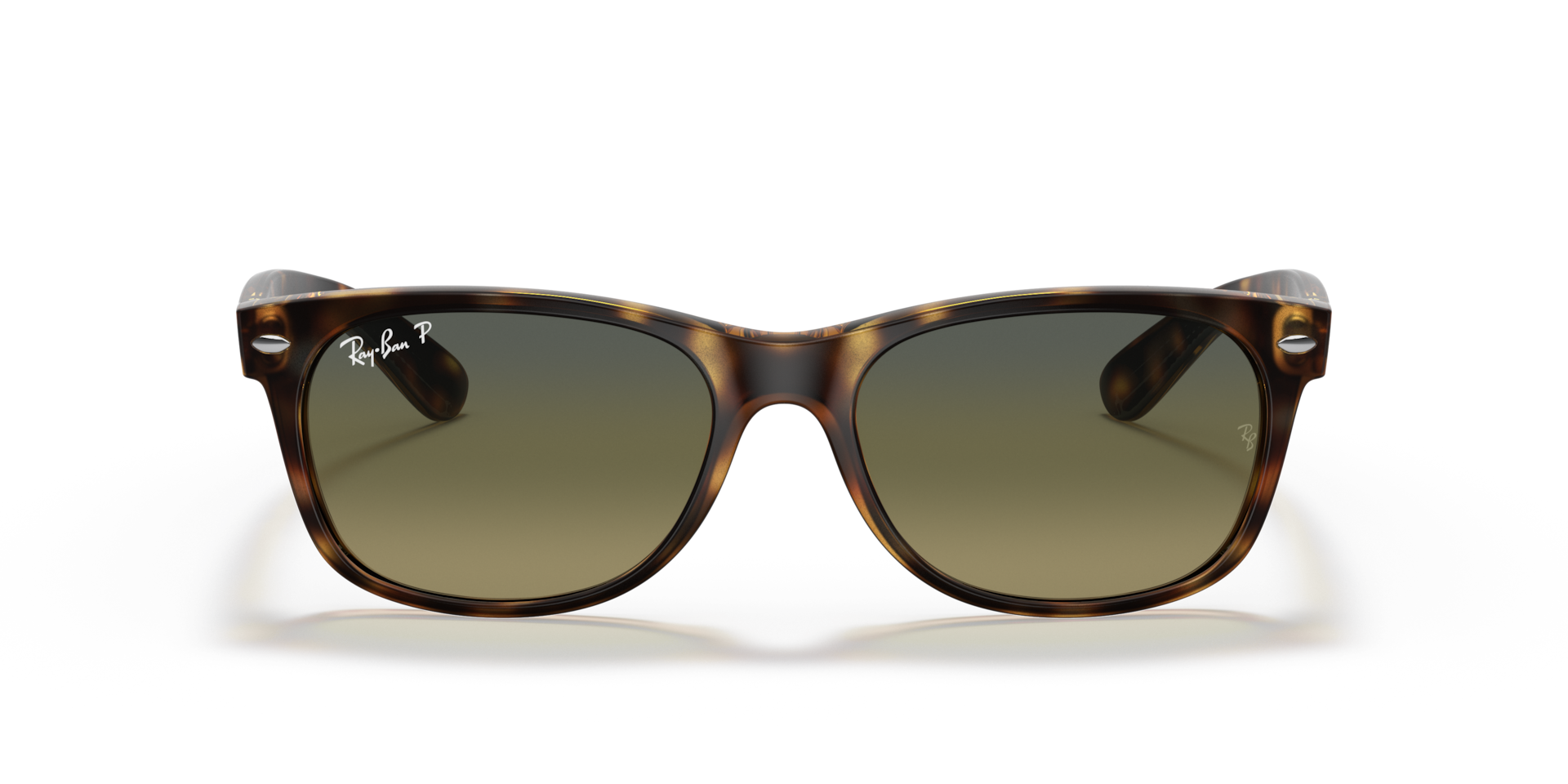 RAY-BAN Unisex Sunglasses New Wayfarer Classic - Frame color: Havana, Lens color: Green Gradient Blue Polarized