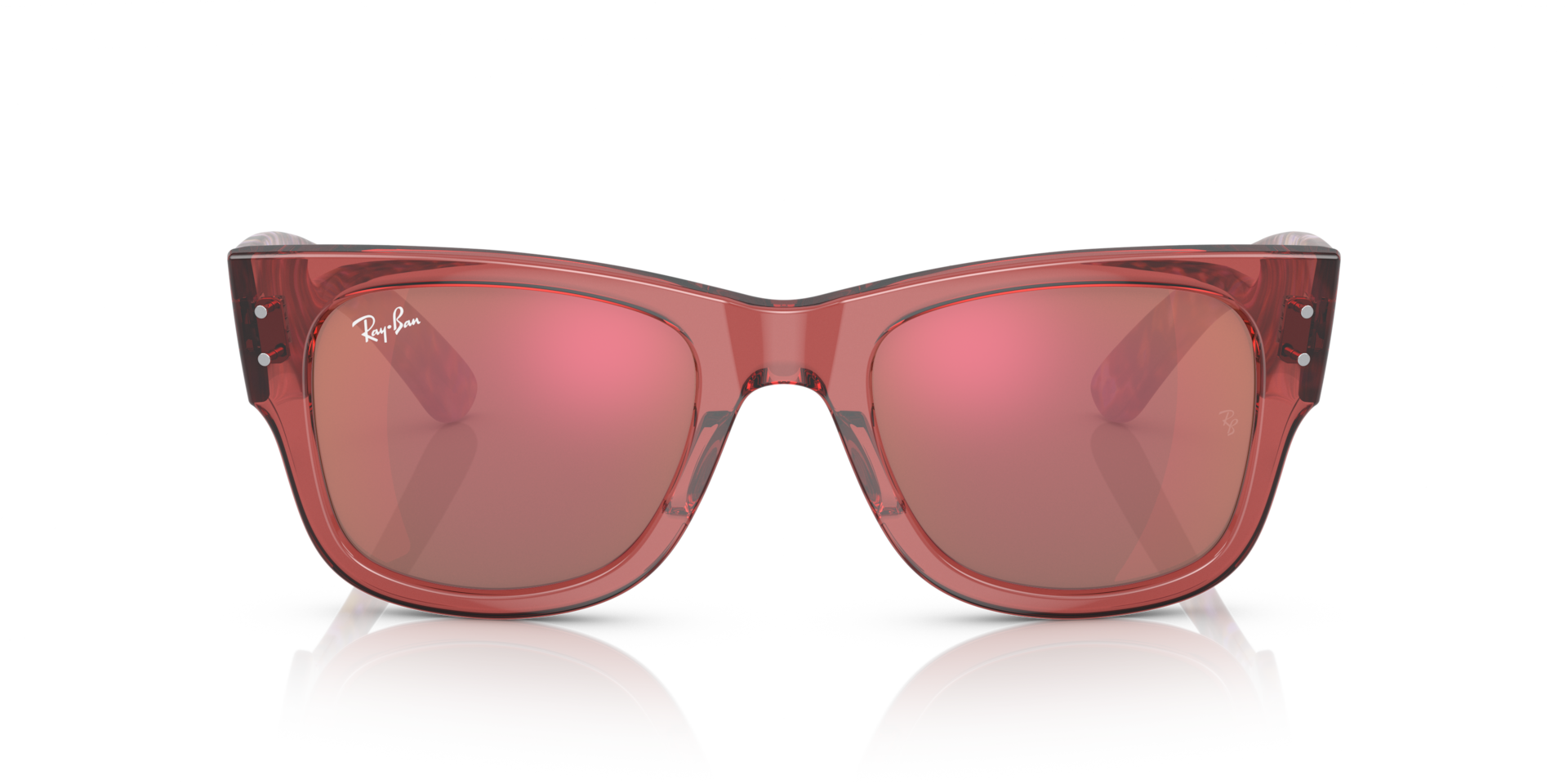 RAY-BAN Unisex Sunglasses Mega Wayfarer  -  Frame color: Transparent Pink, Lens color: Solid Color