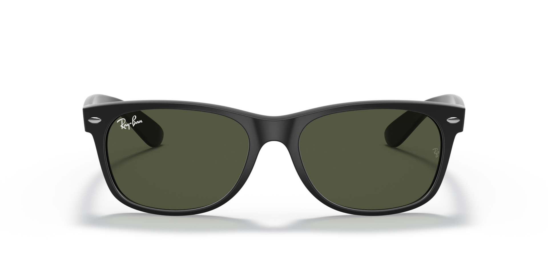 RAY-BAN Unisex Sunglasses New Wayfarer Classic - Frame color: Rubber Black, Lens color: G-15 Green