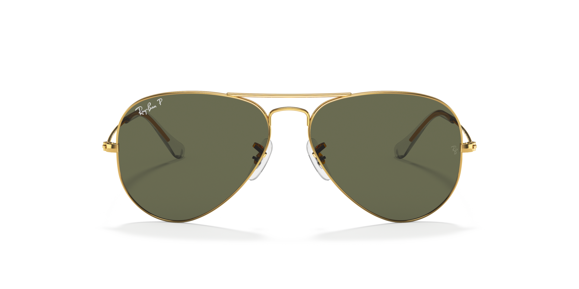 RAY-BAN Unisex Sunglasses Aviator Classic - Frame color: Arista Gold, Lens color: G-15 Green Polarised